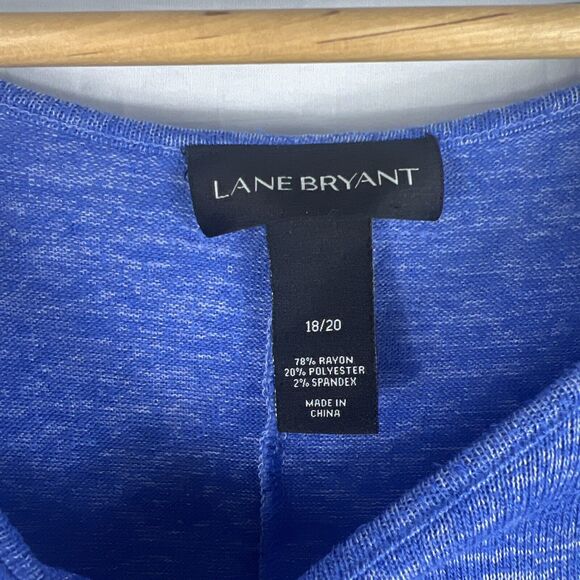 Lane Bryant Plus Size 18/20 Heather Royal Blue V-Neck Short Sleeve Asymmetrical - Picture 4 of 6